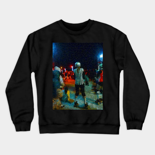 Night at the Roller Derby Crewneck Sweatshirt by PictureNZ